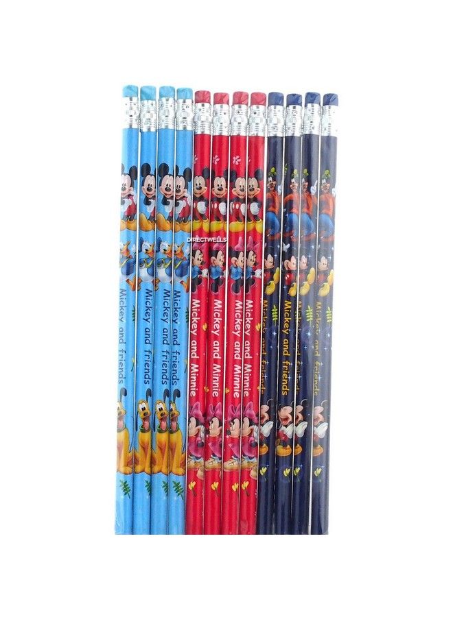Disney Mickey Mouse Pencils Set Pack Of 24 Wood Pencils With Erasers And Stickers (Mickey Mouse School Supplies) (12 Pencils) - Image 3