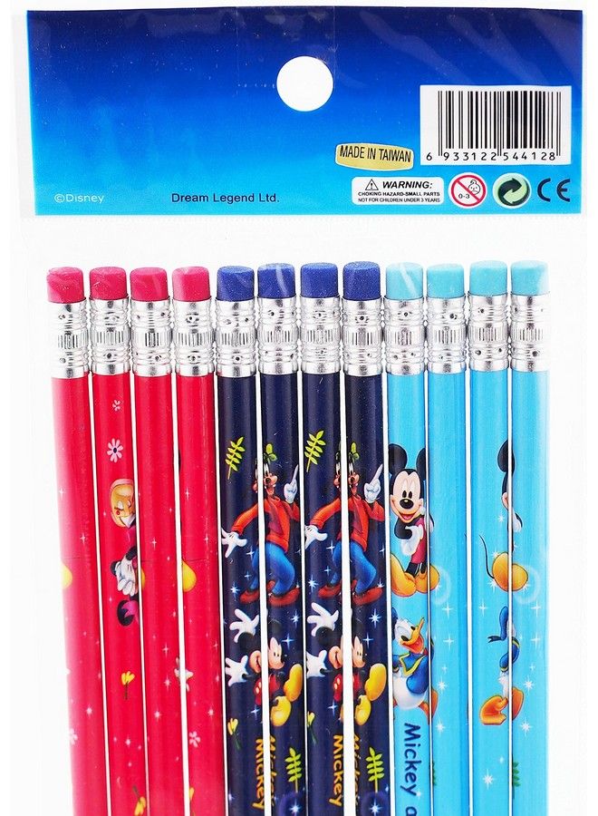 Disney Mickey Mouse Pencils Set Pack Of 24 Wood Pencils With Erasers And Stickers (Mickey Mouse School Supplies) (12 Pencils) - Image 4