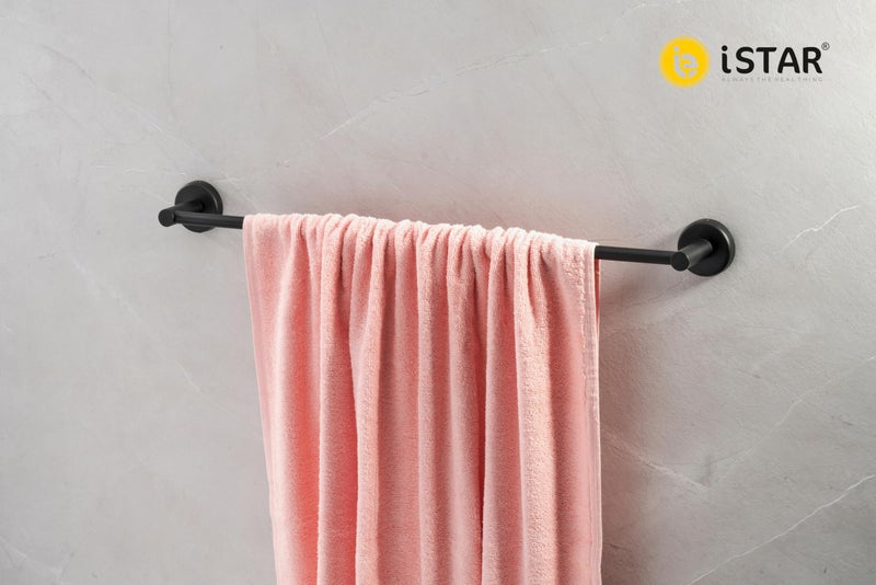 iSTAR 202 Grade Stainless Steel Bathroom Towel Bar | 24 Inch Towel Rod Hanger for Bathroom | Wall Mounted Towel Holder | Towel Rack for Bathroom | Hand Towel Stand for Kitchen and Washroom (Black1) - Image 3