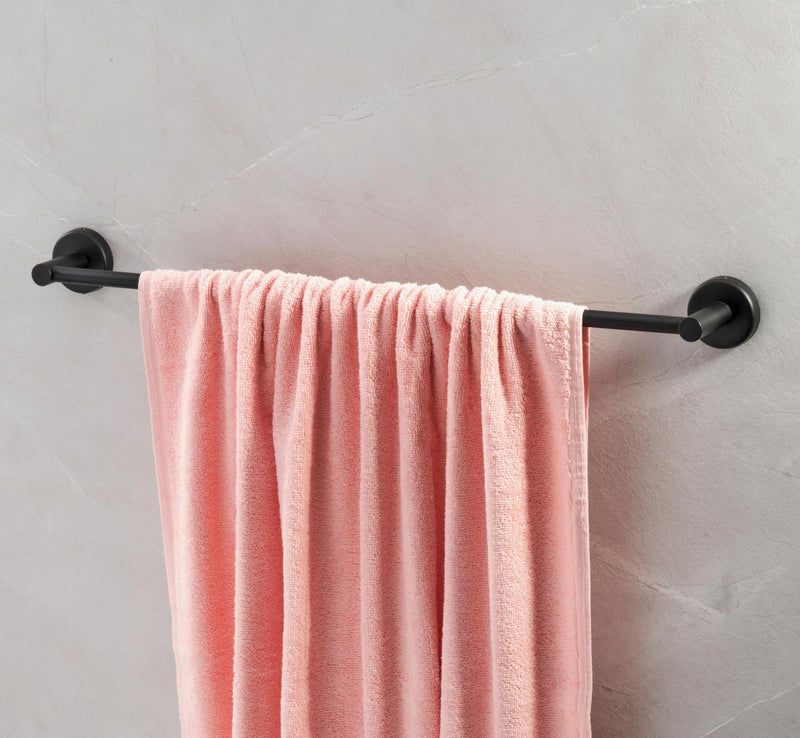 iSTAR 202 Grade Stainless Steel Bathroom Towel Bar | 24 Inch Towel Rod Hanger for Bathroom | Wall Mounted Towel Holder | Towel Rack for Bathroom | Hand Towel Stand for Kitchen and Washroom (Black1) - Image 2