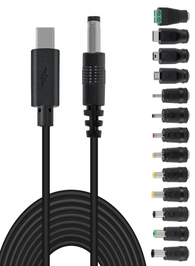 MELIFE USB C to DC 9V Power Cord, Universal DC 5.5x2.5mm (Compatible with 5.5 x 2.1mm) Plug Jack Charging Cable with 13 Connector Tips, 3.3ft USB C Input to DC 9V Out Charging Cable - Image 1