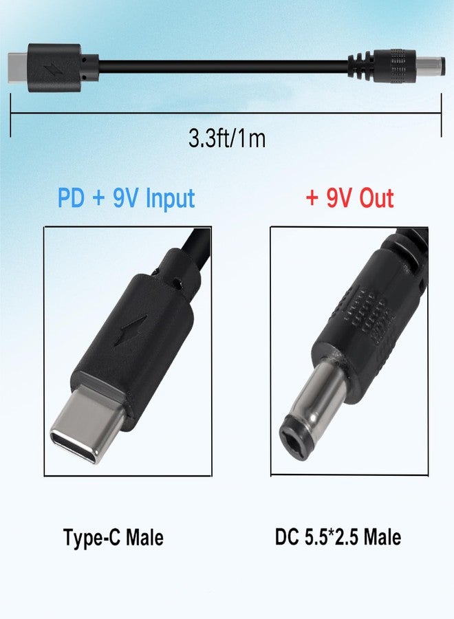 MELIFE USB C to DC 9V Power Cord, Universal DC 5.5x2.5mm (Compatible with 5.5 x 2.1mm) Plug Jack Charging Cable with 13 Connector Tips, 3.3ft USB C Input to DC 9V Out Charging Cable - Image 4