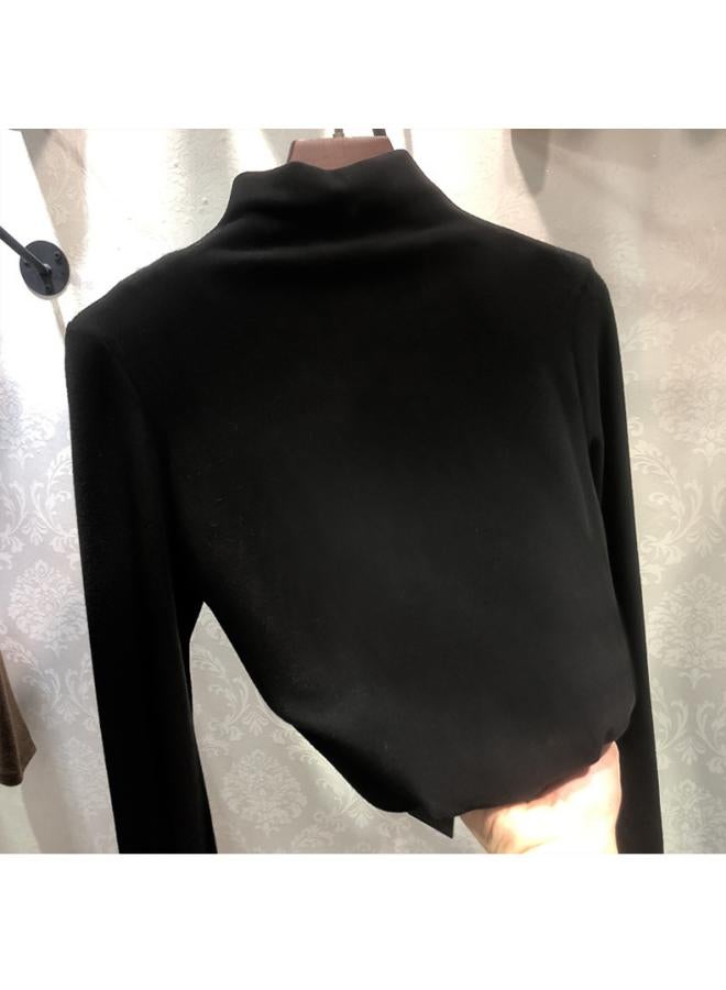 German Velvet Warm Bottoming Shirt Solid Color Women's Autumn And Winter Plus Velvet Slim Fit Long Sleeve T-shirt Women's Top Women's