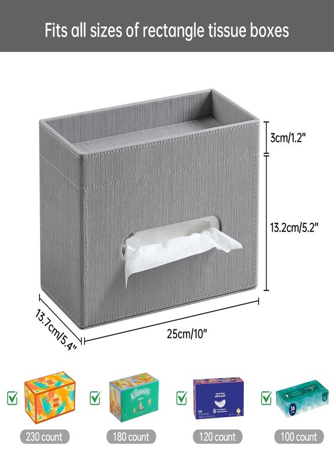 MEIBOOCH Plus Size Tissue Box Cover Rectangle, PU Leather Tissue Box Holder with Storage Tray, Decorative Organizer Tissue Holder for Bathroom, Bedroom Dresser, Night Stand, Office (Grey) - Image 5