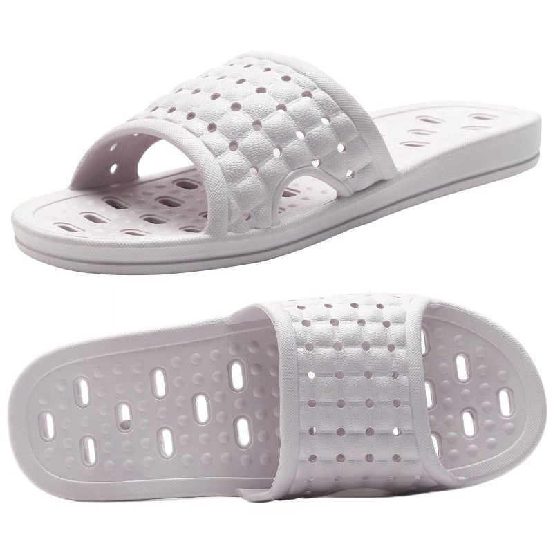 MUQGAOP Quick Drying Shower Slippers non-slip Bathroom Slippers Drain Holes Shower Shoes for Women and Men Dorm pool gym Purple EU 35/36 - Image 2