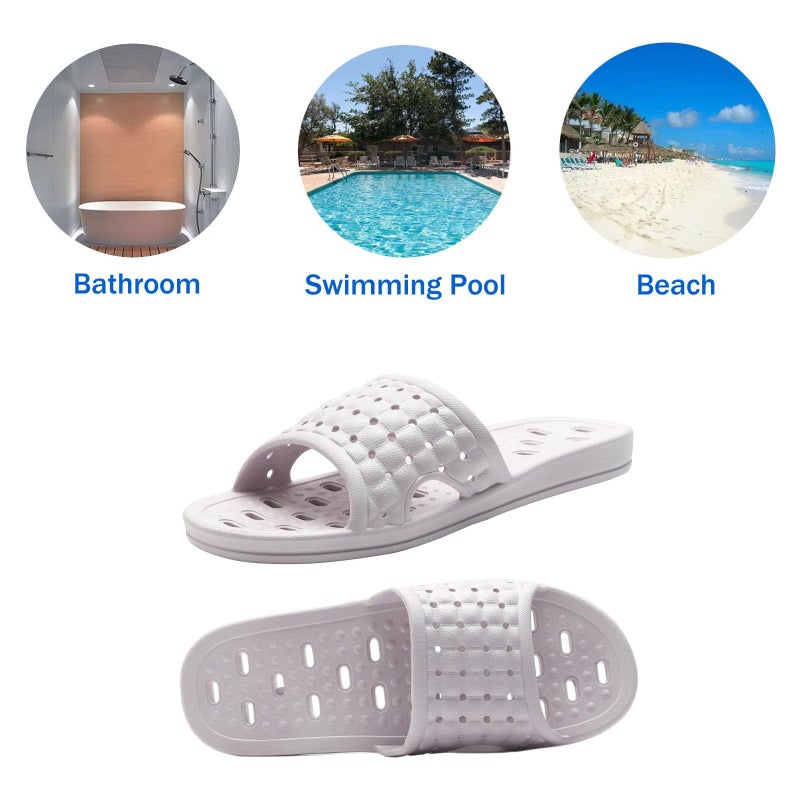 MUQGAOP Quick Drying Shower Slippers non-slip Bathroom Slippers Drain Holes Shower Shoes for Women and Men Dorm pool gym Purple EU 35/36 - Image 4