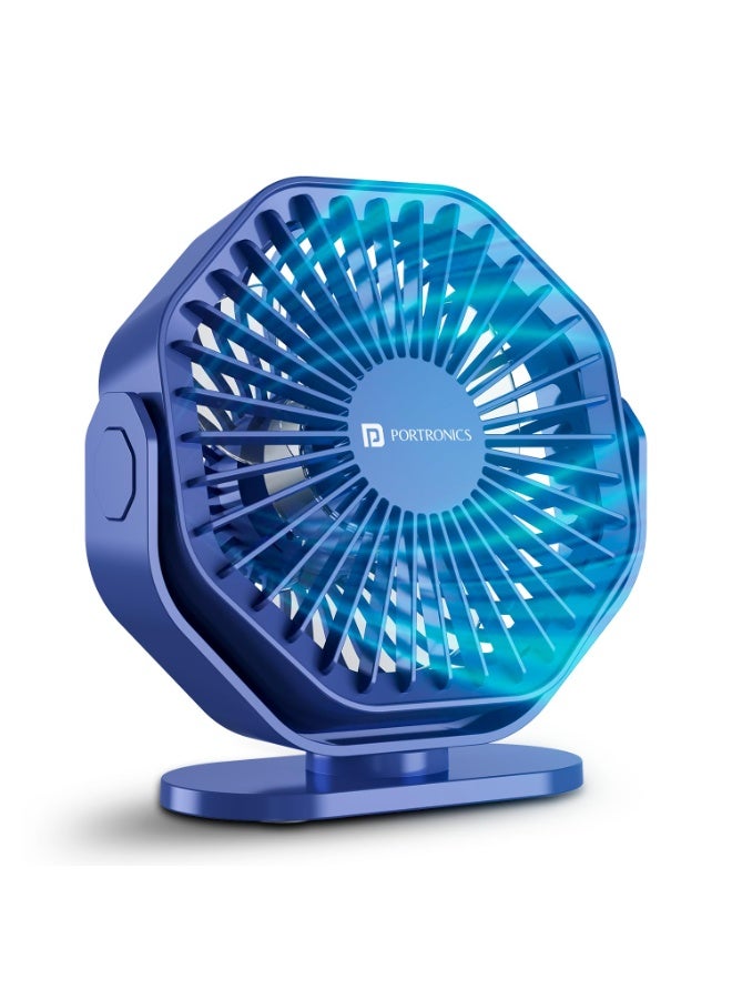 Portronics Chill On, Mini Type-C Powered Table & Hanging Fan, 360° Rotation, 3-Speeds, Upto 5000 RPM, BLDC Motor, One Button Control, Compact 3.5” Design with Loop for Desk, Home, Office & Travel - Image 1