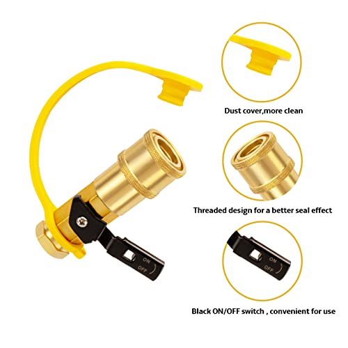 DozyAnt 1/4" RV Propane Quick Connect Adapter for Propane Hose, Propane or Natural Gas 1/4" Quick Connect or Disconnect Kit - Shutoff Valve & Full Flow Plug - 100% Solid Brass - Image 3