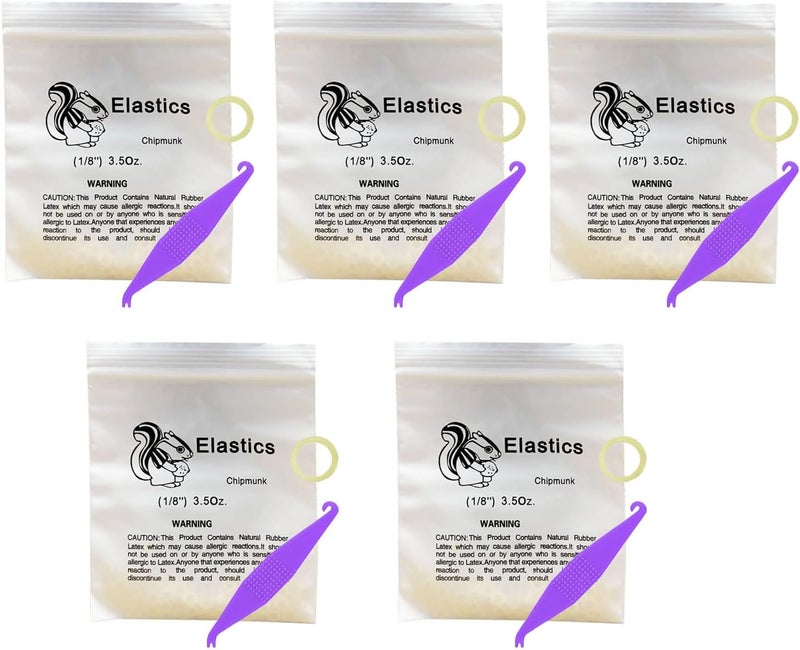 HRASY 1/8 Inch Orthodontic Elastics, 500 Pack Medium 3.5 Ounce Fix Tooth Gap, 5 Pack Elastic Placer for Braces - Image 1