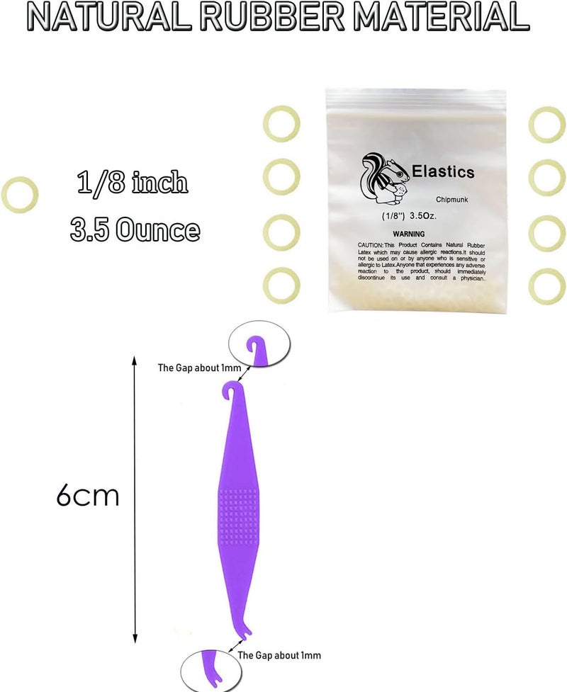 HRASY 1/8 Inch Orthodontic Elastics, 500 Pack Medium 3.5 Ounce Fix Tooth Gap, 5 Pack Elastic Placer for Braces - Image 2