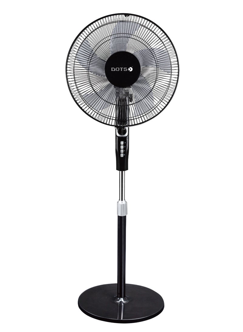 دوتس مروحة عمودية من دوتس، 16 انش، مزودة بثلاثة مفاتيح للتحكم في السرعة، مؤقت 60 دقيقة، طراز TFS-S43، أسود