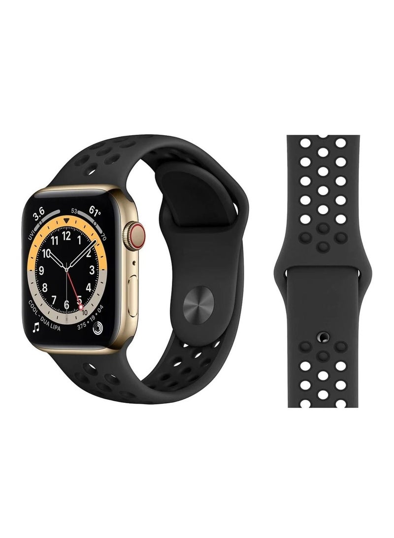 CATANES Replacement Band Silicone Strap Sport for Apple Watch 41mm / 40mm / 38mm / (42mm series 10) Wrist Band Replacement Smart Watch Band Black - Image 3