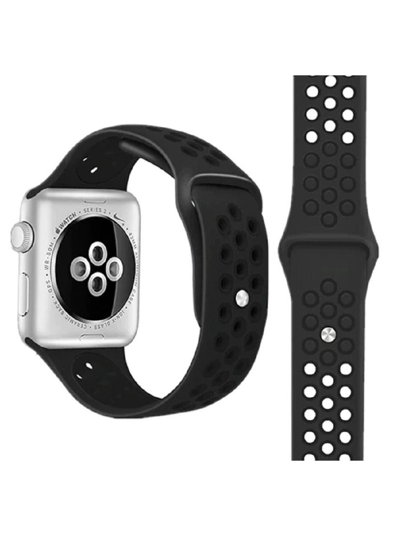 CATANES Replacement Band Silicone Strap Sport for Apple Watch 41mm / 40mm / 38mm / (42mm series 10) Wrist Band Replacement Smart Watch Band Black - Image 2