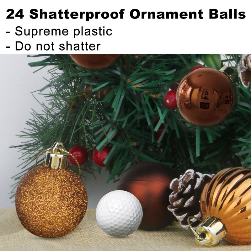 GameXcel Bronze 2.5"" Christmas Balls Christmas Tree Decoration Ornaments Shatterproof Hanging Balls for Birthday Wedding Halloween Holiday Decorations Set of 24pcs - Image 3