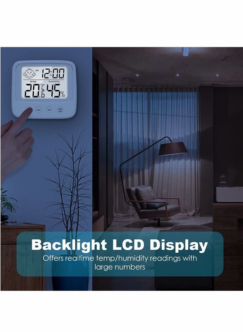 Indoor Thermometers Digital Hygrometer Room Thermometer and Humidity Gauge with Clock Humidity Temperature, 5s Fast Refresh, Backlight Function Thermometer for Home, Office, Bedroom, Greenhouse - Image 5