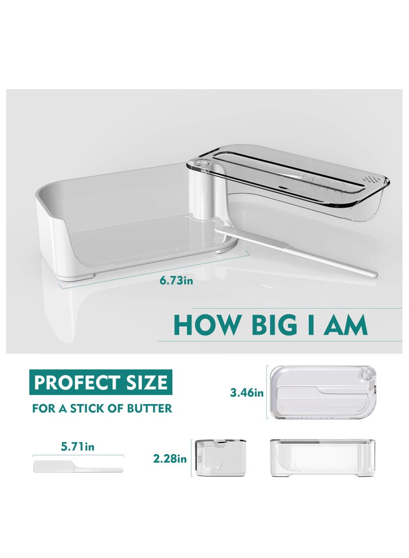 KASTWAVE Butter Dish with Lid and Knife,Airtight Butter Container Covered Butter Dish for Countertop or Fridge,ABS Plastic Butter Dishes  Dishwasher Safe, Plastic Butter Holder Tray (White) - Image 2