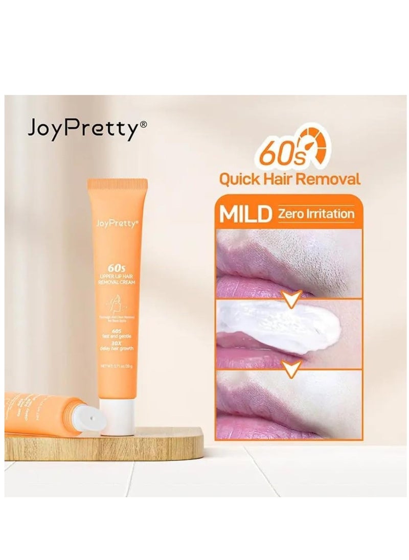 JoyPretty كريم إزالة شعر الشفة العليا في 60 ثانية كريم إزالة الشعر للشفة العليا والوجه والذقن سريع ولطيف مع تأخير نمو الشعر 30 مرة، إزالة الشعر المرطب بزيت اللوز وخلاصة الصبار 20 جرام  - Image 5