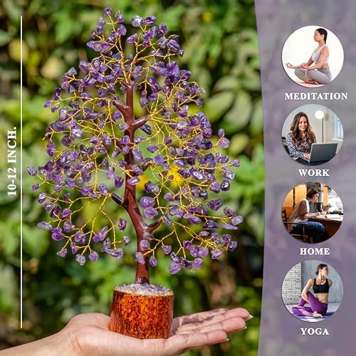 Hindcraft Amethyst Crystal Tree | Feng Shui Good Luck Tree for Home & Office Decor | Artificial Tree for Living Room, Hall & Table Decoration | Unique Gift for Men & Women – Anniversary & Birthday - Image 2