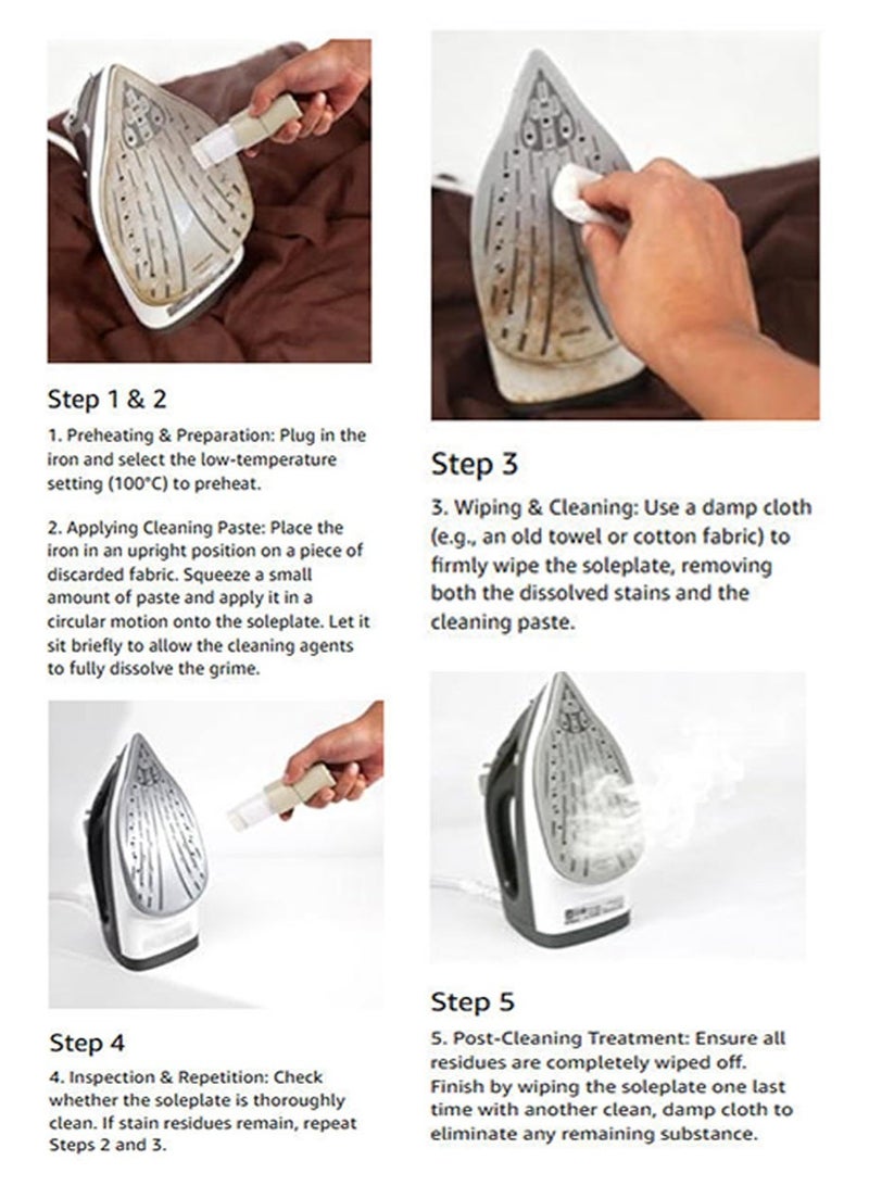 التحول عصا تنظيف قاعدة المكواة البخارية - معجون تنظيف المكواة | ينظف على الفور قواعد المكواة الساخنة - يزيل الأقمشة المذابة والنشا والغراء، ويعيد أداء البخار لجميع المكاوي - Image 4