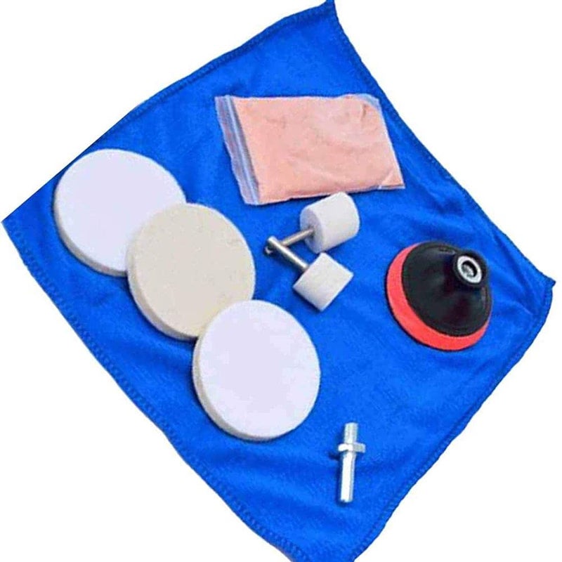 DIY Crafts CTDIYHI43737 9pcs Mirrors Windshields Repair Glass Polishing Set Watch Car Windows Easy Use Wheel Cerium Oxide Powder - Image 1