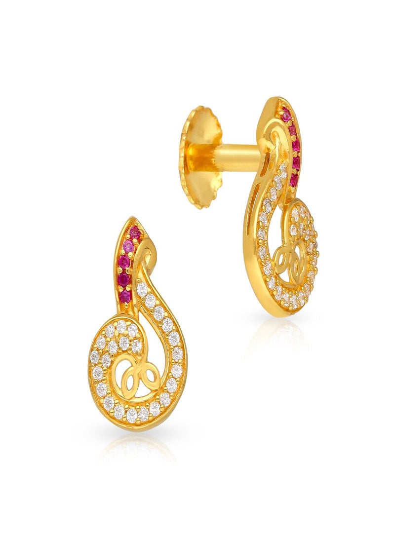 Malabar Gold and Diamonds 22k 916 Purity Gold Studs Earrings for Women DZER499Y  - Image 1