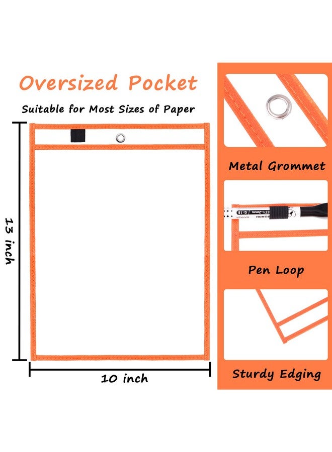 Antner 30 حزمة جيوب مسح جاف كبيرة قابلة لإعادة الاستخدام حاملي تذاكر واقيات صفحات بلاستيكية شفافة واقيات صفحات ثقيلة العمل جيوب تنظيم مكتب المعلم في المدرسة 10 ألوان - Image 4