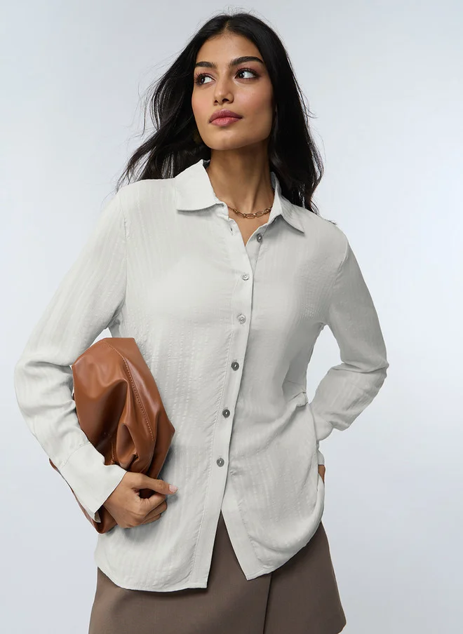 ذا سوليد ستور The Souled Store Women Regular Fit Solid Off White Shirt