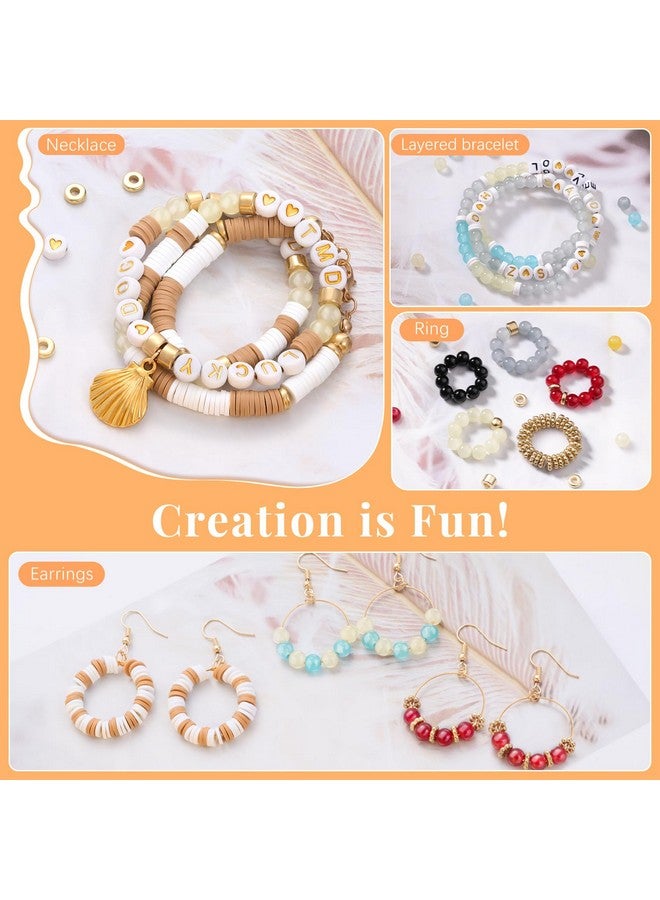 TsMADDTs Bracelet Making Kit, Friendship Bracelet Kit With Clay Beads, Glass Beads, Letter Beads With Golden Pendant And Elastic Strings For Diy Crafts Necklace Jewelry Making, Gifts For Women - Image 2