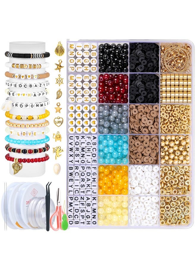TsMADDTs Bracelet Making Kit, Friendship Bracelet Kit With Clay Beads, Glass Beads, Letter Beads With Golden Pendant And Elastic Strings For Diy Crafts Necklace Jewelry Making, Gifts For Women - Image 1