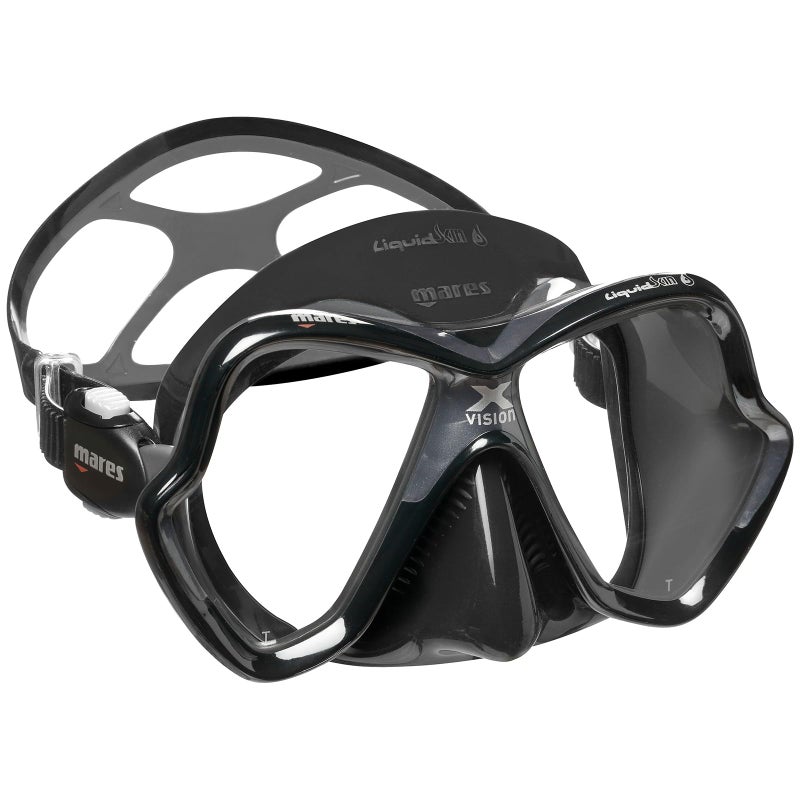MARES Unisex Adult XVision Ultra Liquidskin Comfortable Scuba Diving Two Window Mask with Silicone Face Piece Black