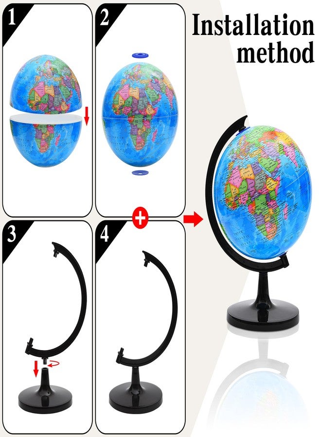 VAP World Globe for Kids Learning, 8 inch Interactive Spinning Earth Globe for Children with Stand, Self-Assembled World Globes for Educational Geography Decorative Kids Room, Classroom, Adults Office - Image 4