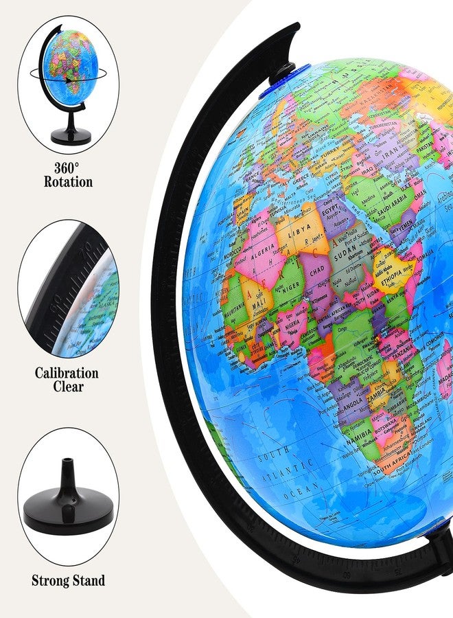VAP World Globe for Kids Learning, 8 inch Interactive Spinning Earth Globe for Children with Stand, Self-Assembled World Globes for Educational Geography Decorative Kids Room, Classroom, Adults Office - Image 3
