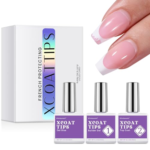 btartboxnails Nail Tips Builder Gel Set  15ml Nail Tip Builder Gel 15ml Top Coat with Gel Nail Glue for French Tip Gel Nails 30Days Long Lasting