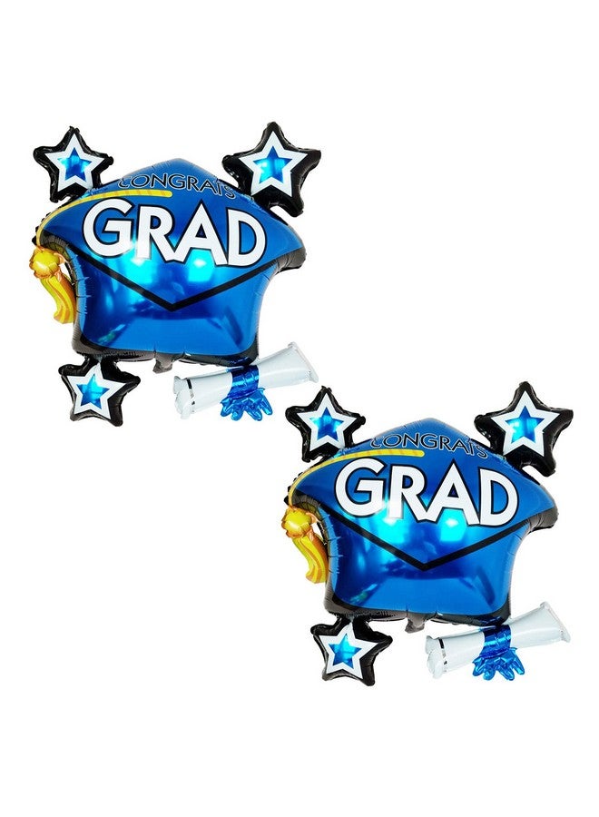 Soochat Soochat Graduation Cap Balloon, Grad Hat Mylar Balloons, Graduation Party Decorations Supplies 2Pcs (Blue) - Image 1