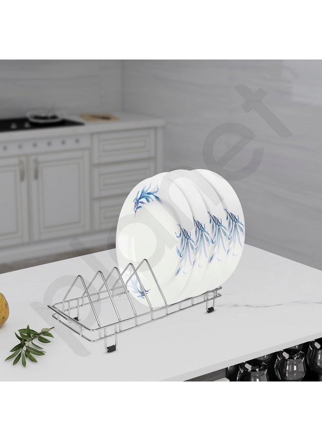 PLANET - Planet Stainless Steel Dish Stand for Kitchen/Plate Stand/Saucer Stand/Plate Rack/Thali Stand/Modular Kitchen Rack for Kitchen/Tandem Box Accessories (Silver, Pack of 1) - Image 1