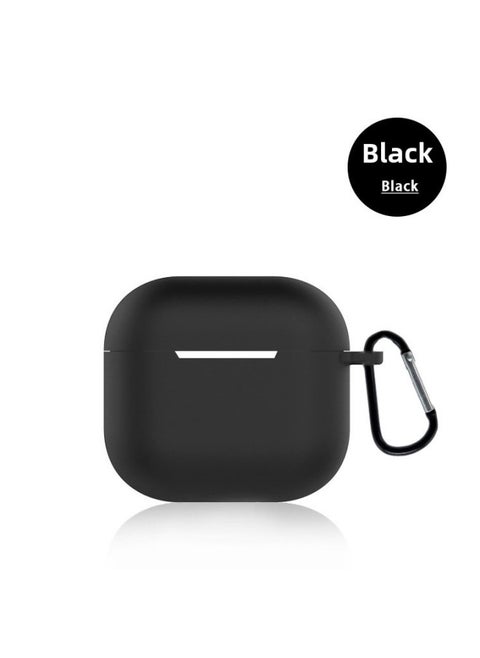 Suitable For 2024 AirPods 4Th Generation Protective Cover Apple 4Th Generation Silicone Headphone Cover Bluetooth Headset Soft Shell-Color:Black [with Buttons] Single Pearlescent Bag Packaging-Model:2024 Airpods 4th Generation