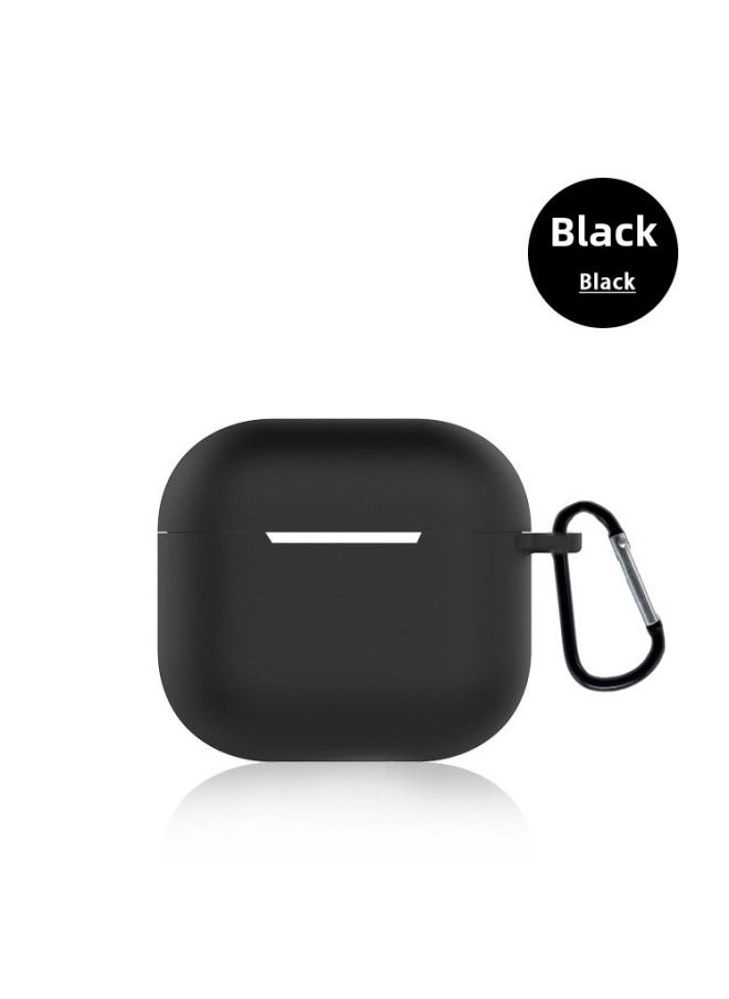 Suitable For 2024 AirPods 4Th Generation Protective Cover Apple 4Th Generation Silicone Headphone Cover Bluetooth Headset Soft Shell-Color:Black [with Buttons] Single Pearlescent Bag Packaging-Model:2024 Airpods 4th Generation