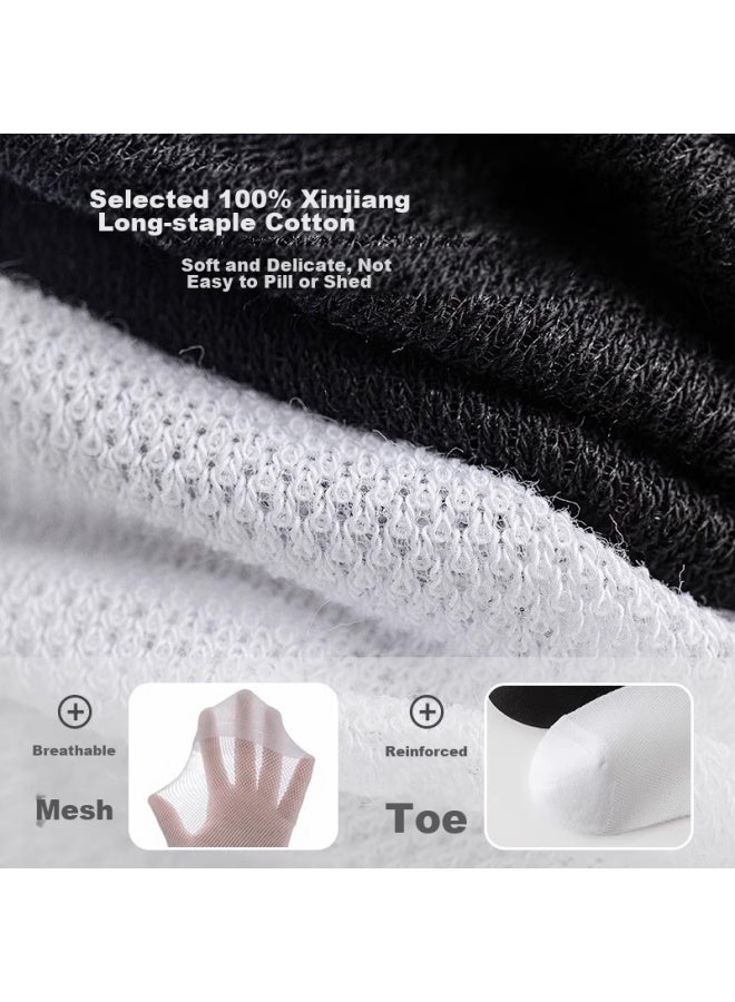 روني Langsha White Boat Socks For Men, جوارب رجالية صيفية خفيفة من القطن النقي، رياضية تمتص العرق، فائقة النحافة قابلة للتنفس، منخفضة القطع شبكية للرجال - Image 5