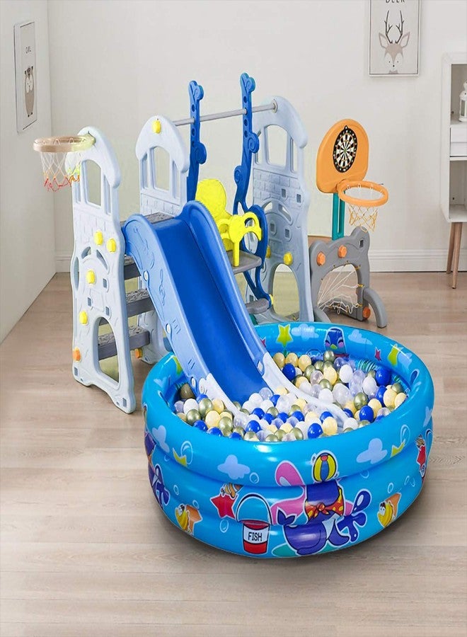 Big Summer 3 Rings Kiddie Pool for Toddler, 48”X12”，Kids Swimming Pool, Inflatable Baby Ball Pit Pool, Small Infant Pool (Blue) - Image 4