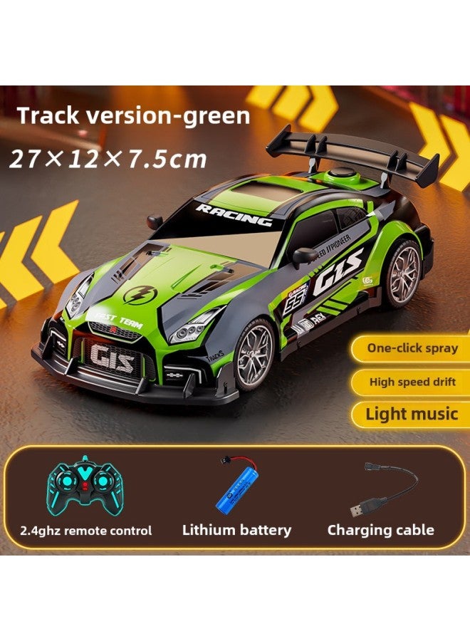 Special For Drift Spray 2.4G High-speed Light Music Four-wheel Drive Racing RC Remote Control Car Children's Electric Toys-Color:Bg009-green  - Image 1