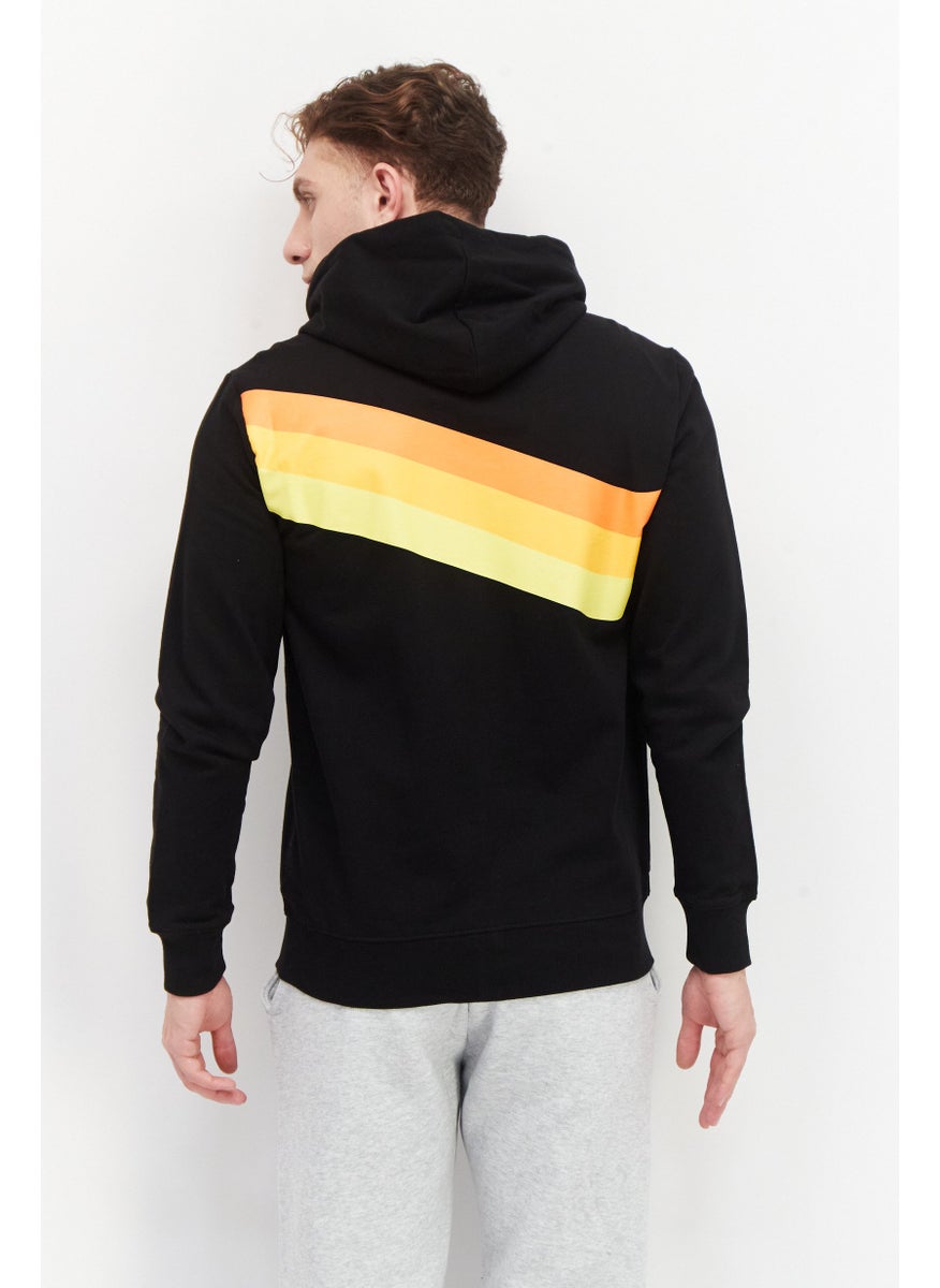 DIFUZED - Men Hooded Embroidered Long Sleeves Sweatshirt, Black - Image 1