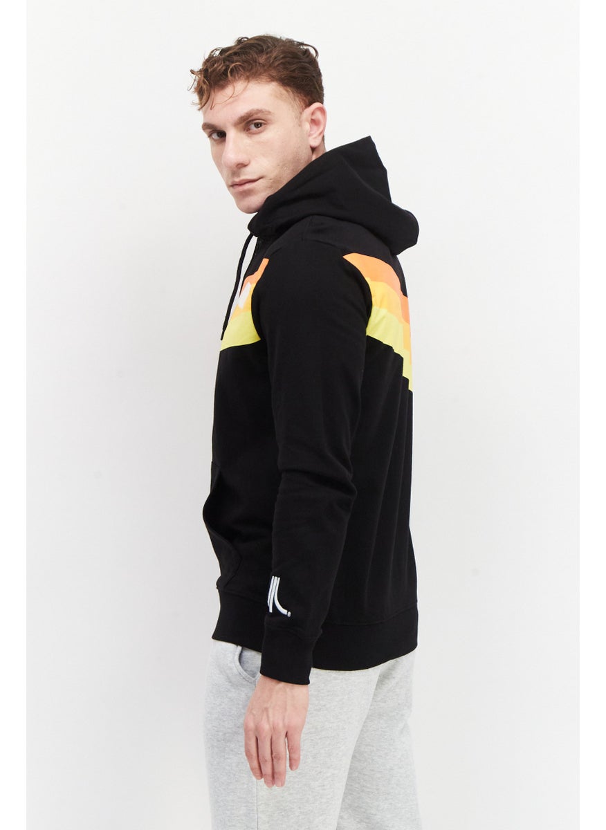 DIFUZED - Men Hooded Embroidered Long Sleeves Sweatshirt, Black - Image 1