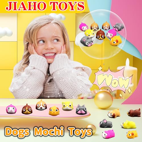 JIAHO 6 Pcs Dog Mochi Squishy Toys for Kids Party Favors Animals Sensory Toys Kawaii Squishies for Classroom Prizes Stress Balls Fidget Toys Bulk for Kids Easter Basket and Goodie Bag Stuffers - Image 5