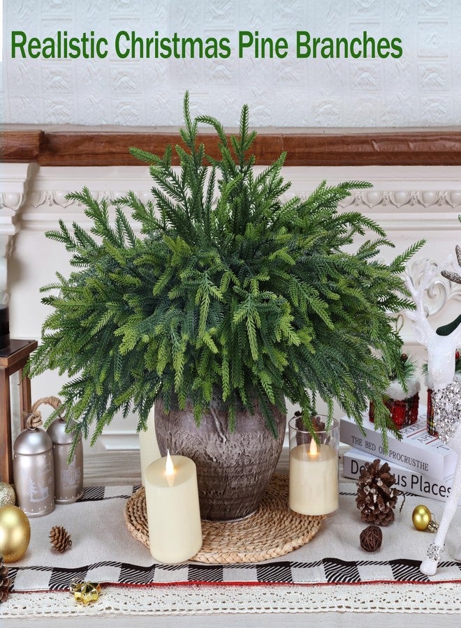MDSTBN 12 Pcs Realistic Christmas Pine Branches Artificial Lifelike Green Pine Stem - Real Touch for Vase DIY Crafts Flower Arrangement Home Indoor Christmas Decor(18 Inch) - Image 2