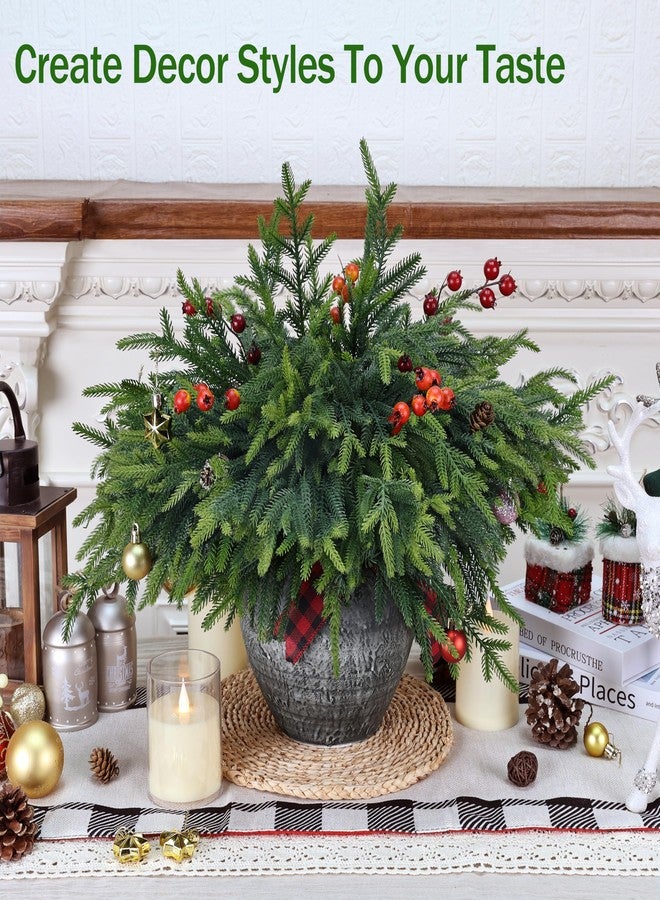 MDSTBN 12 Pcs Realistic Christmas Pine Branches Artificial Lifelike Green Pine Stem - Real Touch for Vase DIY Crafts Flower Arrangement Home Indoor Christmas Decor(18 Inch) - Image 4