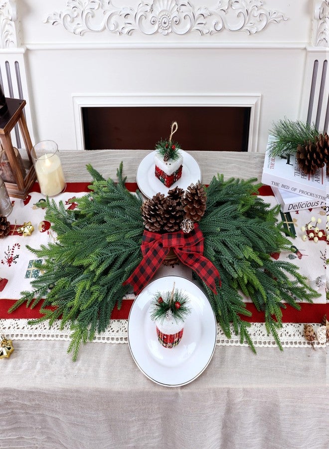 MDSTBN 12 Pcs Realistic Christmas Pine Branches Artificial Lifelike Green Pine Stem - Real Touch for Vase DIY Crafts Flower Arrangement Home Indoor Christmas Decor(18 Inch) - Image 3