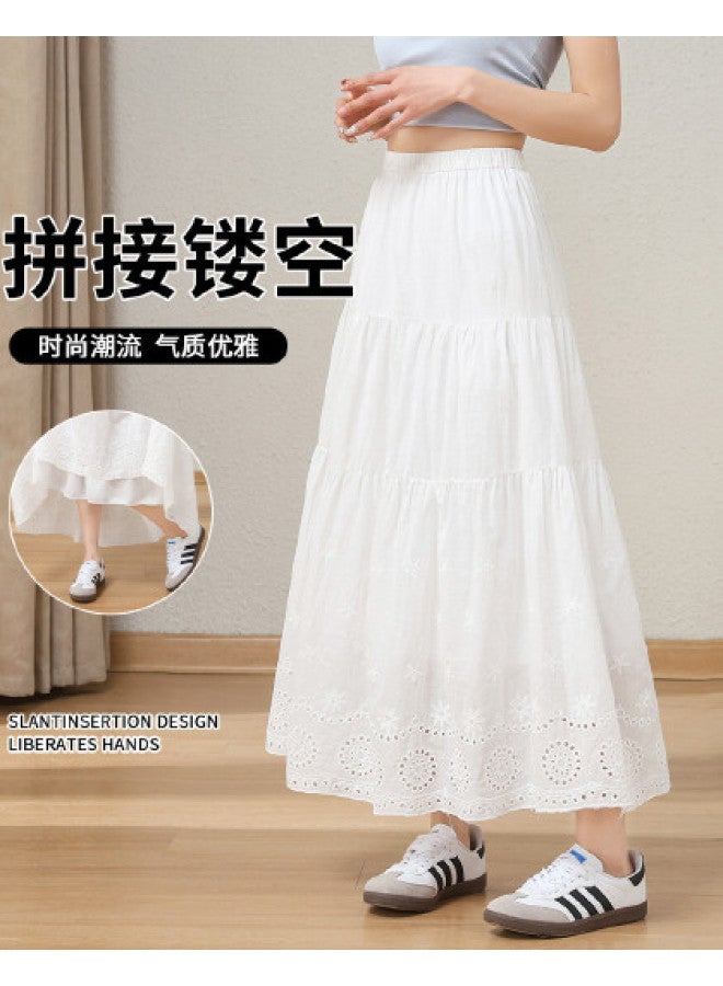 Baleno Summer Bestseller Fashion Simple Patchwork Design Skirt For Women - Sweet & Casual Hollow-out Midi Skirt - Image 1