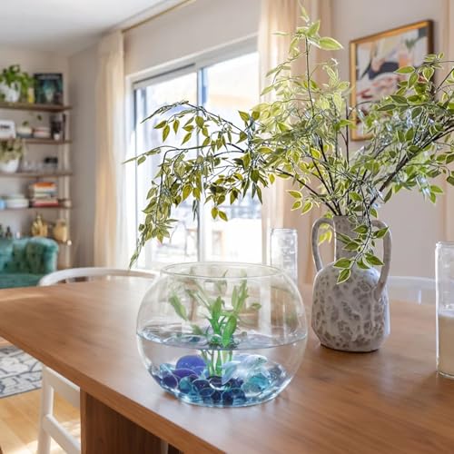 FUTUREPLUSX 0.97 pounds, Flat Glass Marbles, Blue Mixed Gemstone Vase Fillers Beads Decorative Glass Pebbles Floral Fish Tank Rocks for Vases Table Scatter Aquarium Decor - Image 4