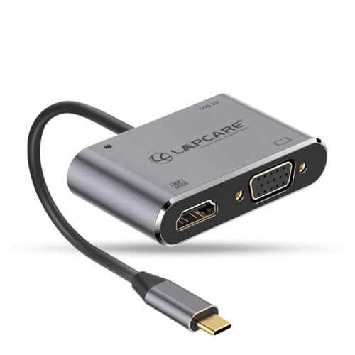 Lapcare LC411 USB-C USB Hub/Docking Station(4-in-1) with 4K 30Hz HDMI, USB 3.0, VGA, Type-C Data, PD Charging, Type-C Plug for Laptop, Mac,PC - Image 1