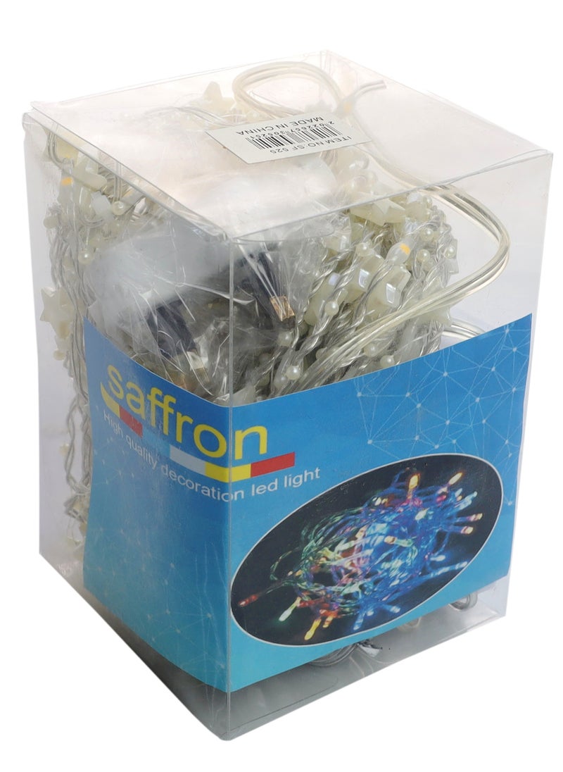 Saffron - SF 525-3 Meter Led Decoration Light. Mini Star Shaped Design and 200 Super Bright Warm White LED Lights For Indoor Or Outdoor Decoration Of Living Room, Wedding, Party, Home Decoration. - Image 1